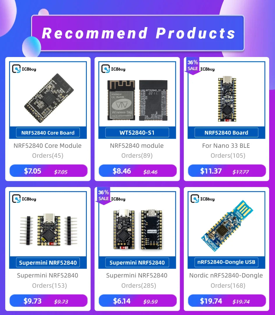 Supermini NRF52840 Development Board Core Board Bluetooth Ble5.2 Low Power Consumption