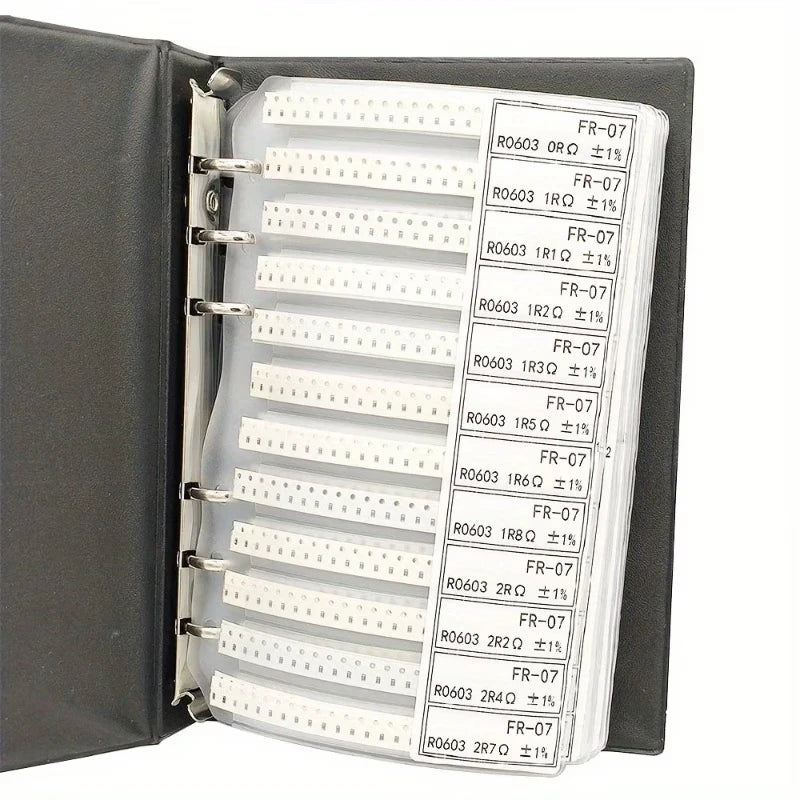 4250pcs SMD Resistor Sample Book • 0603 0805 1206 170 (25pcs Each) 1% Resistors Assortment Kit • 0Ω-10MΩ Values • Wire Sold