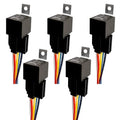 12V 5pin 40A Car Relay with SPDT Harness Sockets Color-Labeled Wires for Automotive Truck Van Motorcycle Boat Waterproof Relay