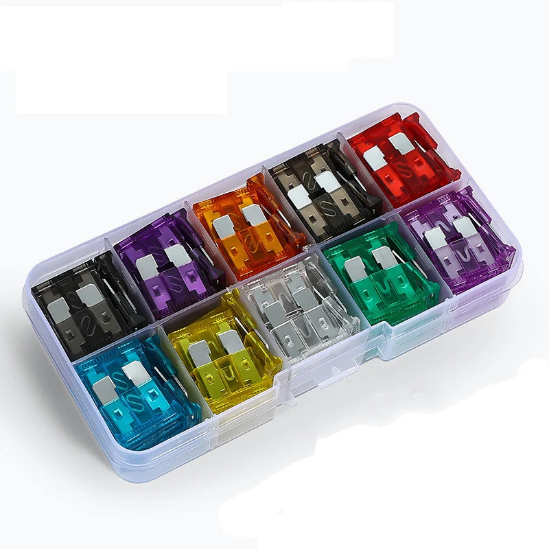 180Pcs 100pcs 50pcs Car Fuse Assortment Set Profile Middle Size Blade Type Fuse Auto Car Truck 2-35A Fuse with Box Clip