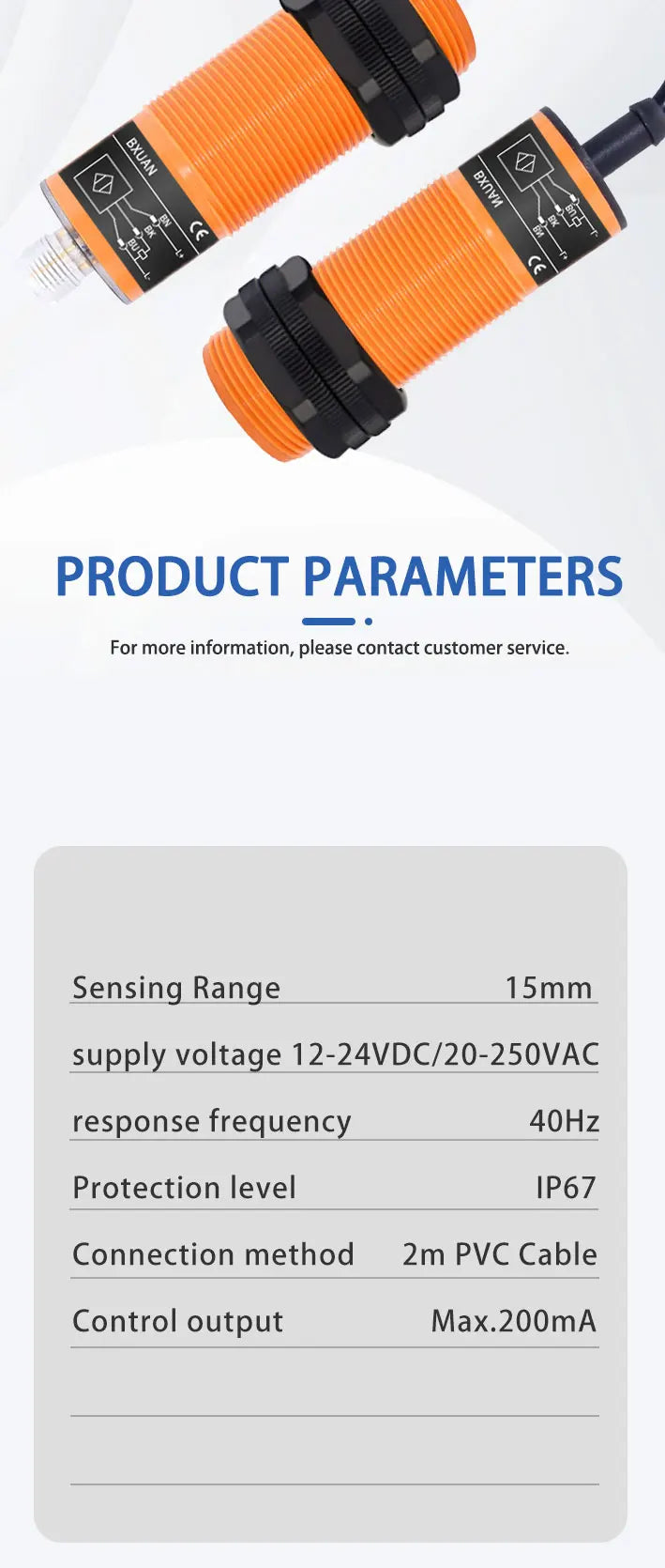 Feed Sensor M30 12-24VDC/20-250VAC Capacitive Proximity Sensor DC 3-WIRE AC 2-WIRE Switch Sensor