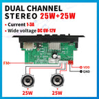 50W Amplifier Bluetooth 5.0 MP3 Decoder Board 12V Wireless Music Player Audio Modul USB TF AUX FM Radio for Speaker Handsfree