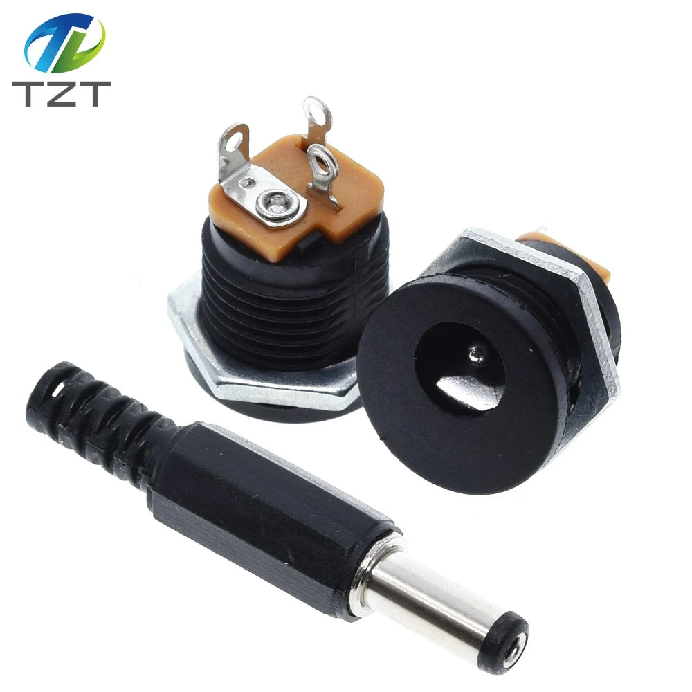 TZT 10Pcs DC-022 5.5-2.1 / 5.5 x 2.1mm DC Power Socket/ DC Connector Panel Mounting DC022