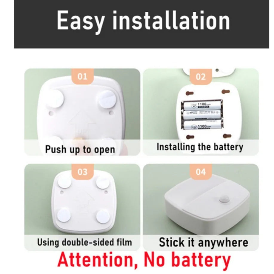 ZQQBYY LED Night Light Motion Sensor Wireless Lights AAA Battery Powered Bedroom Wall Staircase Closet Aisle Body Induction Lamp