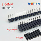 1P-40P 2.54mm Round Hole Right Angle Single Row 0.1" Breakable Stackable PCB IC Crystal Transistor Female Tin Pin Header Socket
