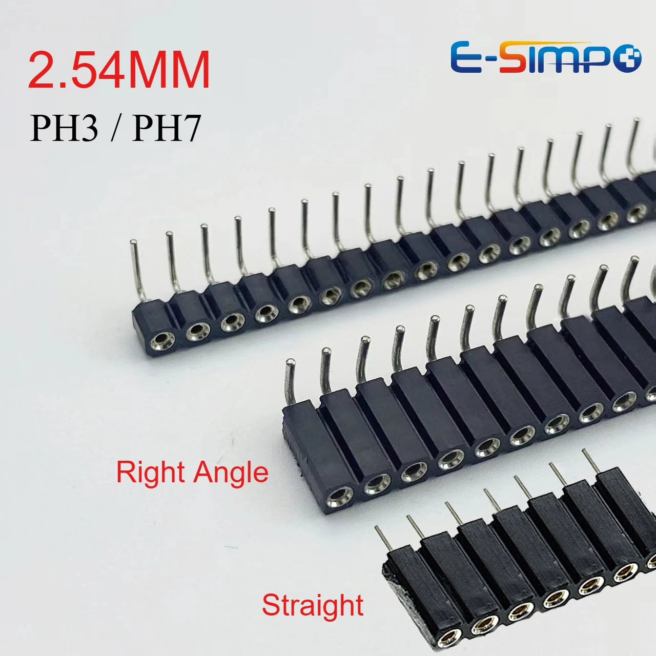 1P-40P 2.54mm Round Hole Right Angle Single Row 0.1" Breakable Stackable PCB IC Crystal Transistor Female Tin Pin Header Socket