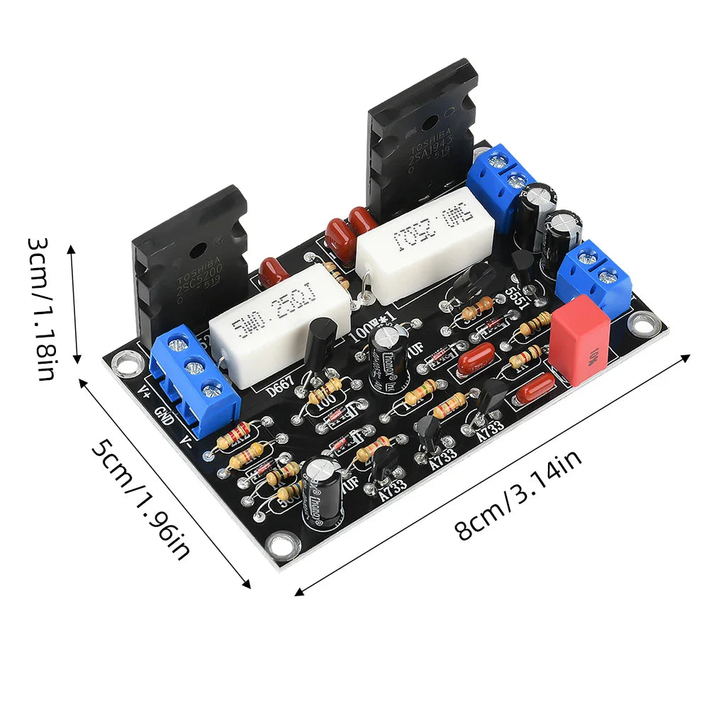 2SC5200+2SA1943 Tube 100W DC 35V Mono Channel HIFI Audio Amplifier Board