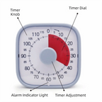 120 Minutes Visual Timer Silent Operation Self-Discipline Countdown Alarm Clock Portable Multifunctional Kitchen Timer