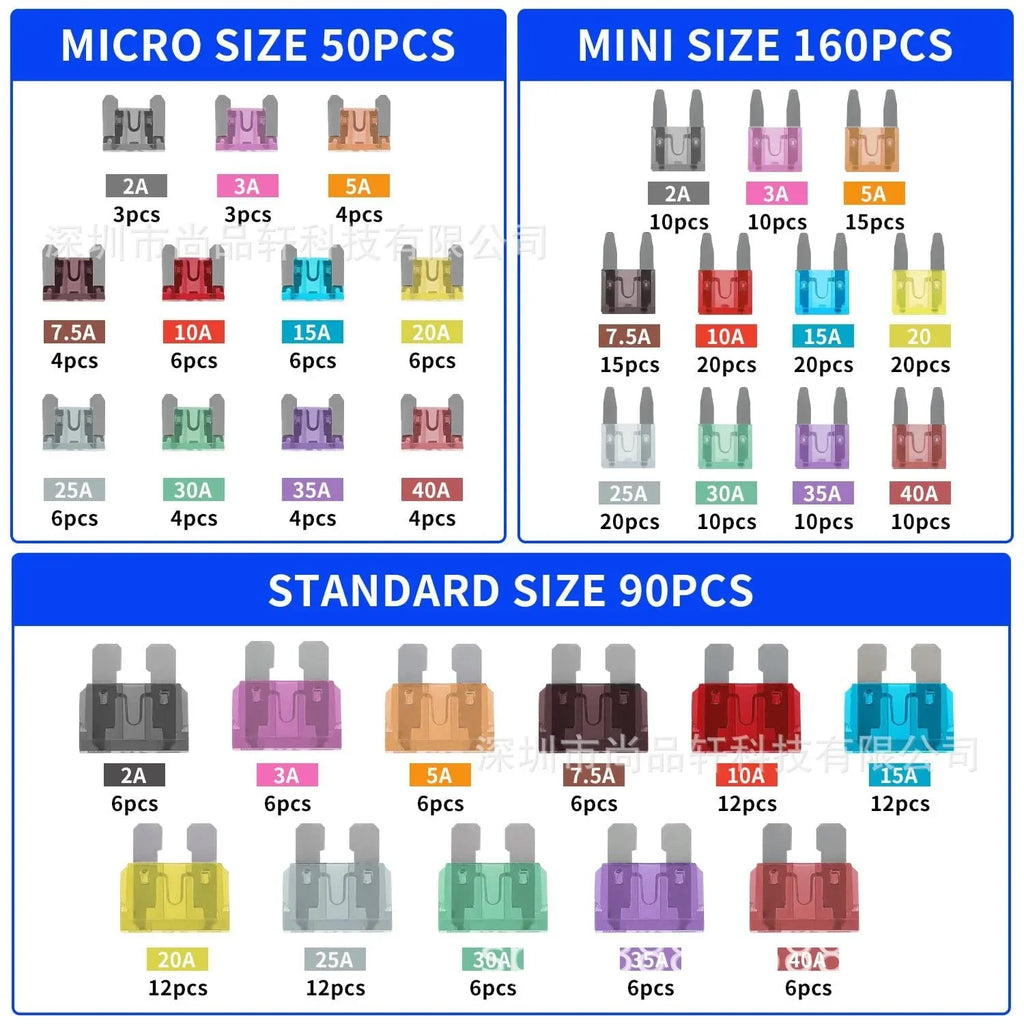 Car Blade Fuse 300/180/120pcs,Standard & Mini Fuses with Storage Box for Truck Motorcycle Boat RV 5A 10A 15A 20A 25A 30A 35A 40A
