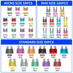 Car Blade Fuse 300/180/120pcs,Standard & Mini Fuses with Storage Box for Truck Motorcycle Boat RV 5A 10A 15A 20A 25A 30A 35A 40A