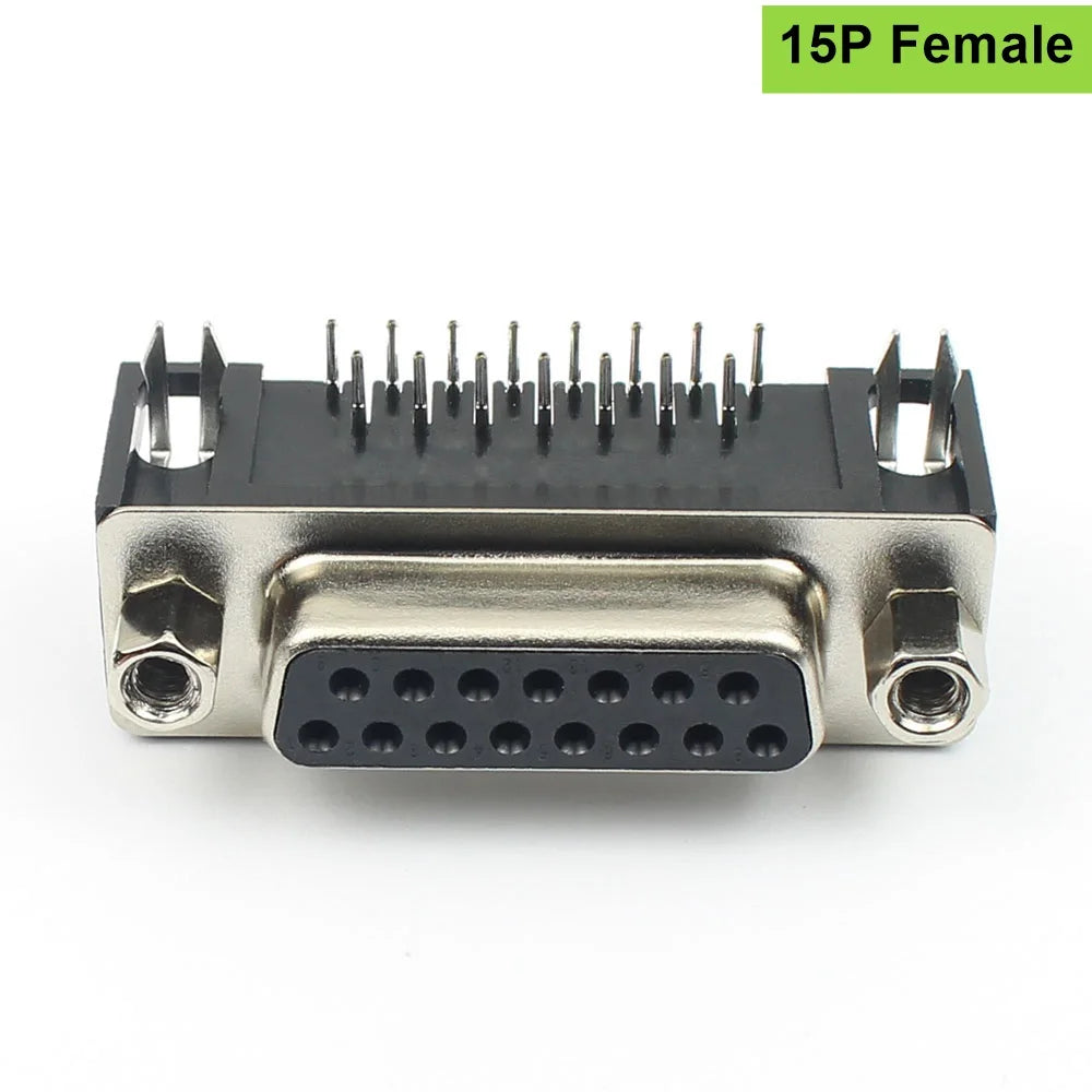 5pcs D-SUB 9 15 25 37 Pin Male Female PCB Connector With Set Screw Plug Socket Adapter Right Angle 2 Rows DB9 DB15 DB25 DB37