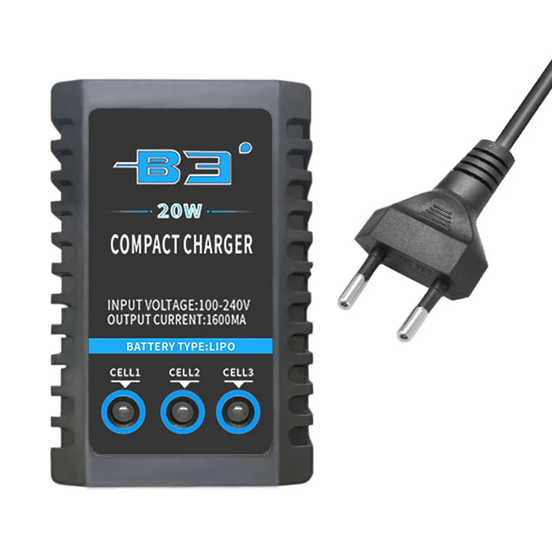 Professional 10W 20W B3 Compact Balance Charger 100 - 240V With 3 Led Light for 2S 3S 7.4V 11.1V Lithium LiPo Battery B3AC