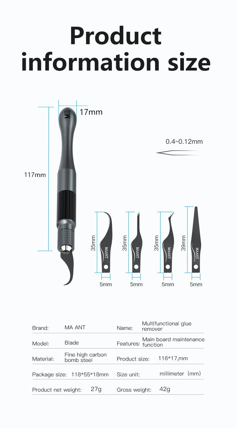 Maant MY-102 Blade Set BGA Maintenance Knife For iPhone CPU NAND CHIP IC Remove Glue Disassemble Rework Blade Knife Tools Kit