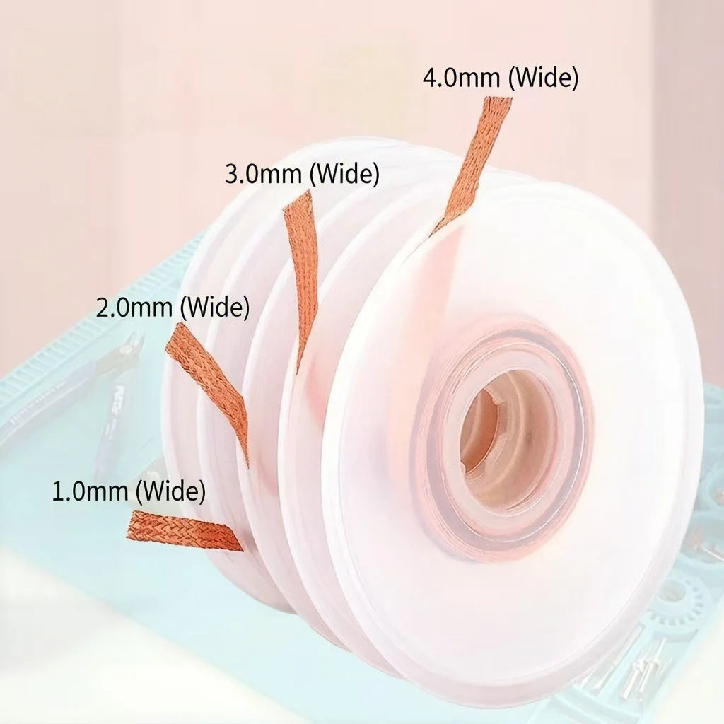 3pcs 1.5M Width 1.0mm 2.0mm 3.0mm 4.0mm  Welding Wires Desoldering Braid Solder Remover Wick Wire Cord Flux BGA Repair Tool