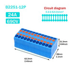 Wire Electrical Connectors Wire Push-in Terminal Block multiple in multiple out Connector Mount On Din Rail with fixing Hole