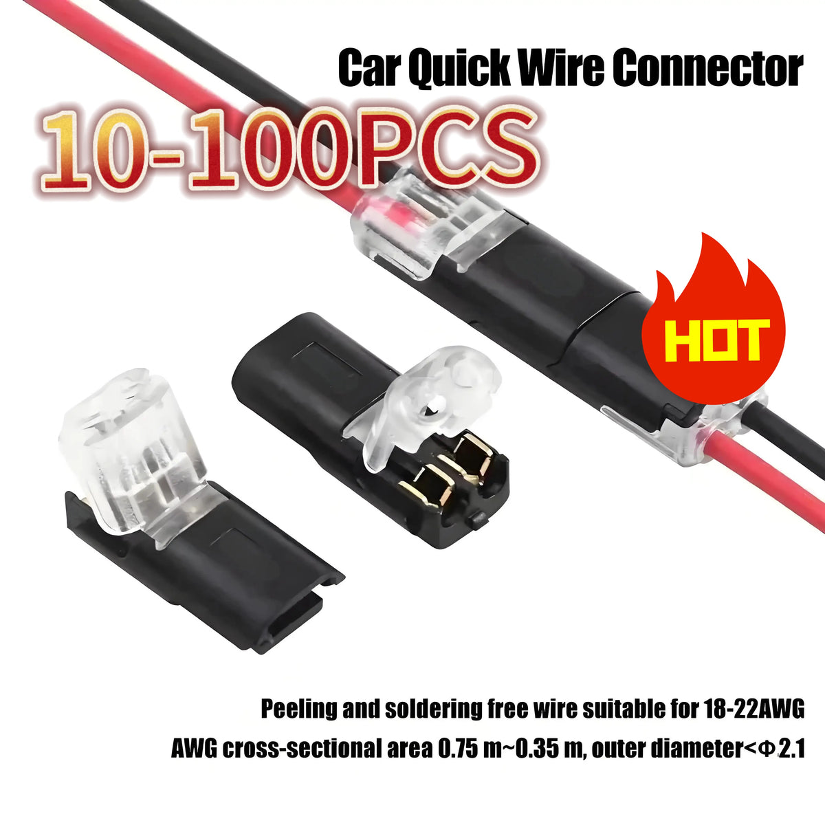 Premium Automotive Wire Connector Detachable Plug, No-Strip Quick Connect, Reliable Durable for Universal Electrical Connections