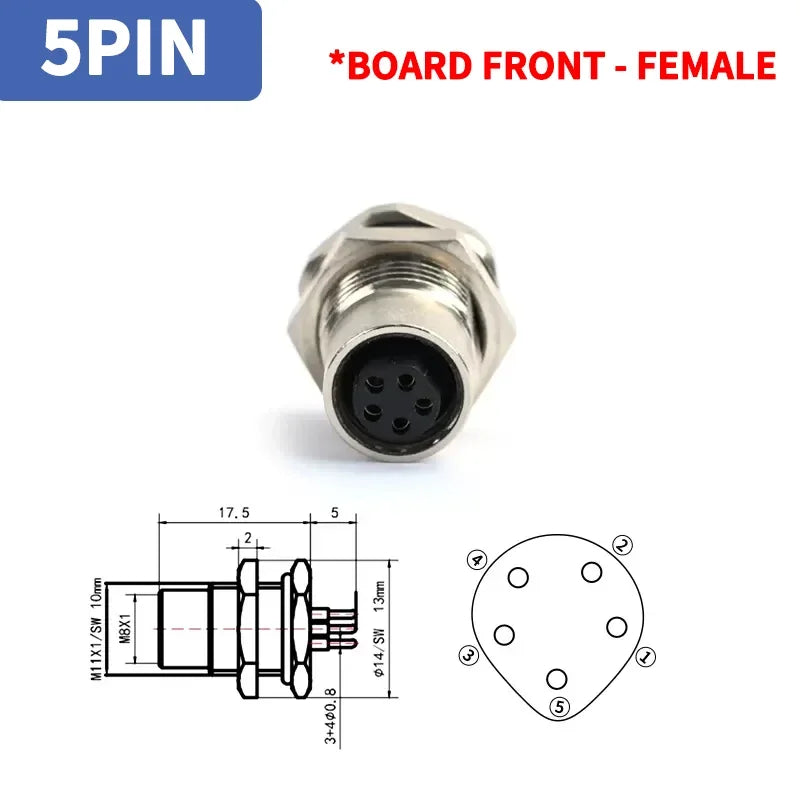 M8 A-Coded Sensor Connector – Panel Back Mount Waterproof Flange Socket & Plug, 3/4/5 Pin Male & Female Threaded Coupling