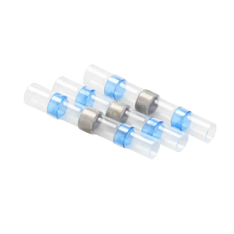 500/1000PCS Waterproof Solder Seal Sleeve Splice Terminal Tinned Copper Heat Shrink Electrical Wire Butt Connector AWG16-14 Blue