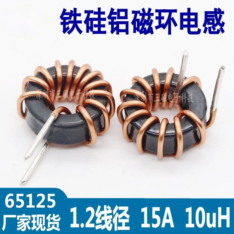 5Pcs Toroid core Inductors 65125 Winding Magnetic Inductance 22uH 33uH 470uH Inductor Iron Gauge Aluminum Magnetic Ring Coil