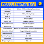2.1 Inch TFT LED Display Module Round Screen HD IPS 480*480 SPI RGB Interface MIPI HDMI Driver ST7701S Capacitive Touch Screen