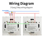 NYWP EU 86*86mm 1Gang 2Way Dual Touch Switch Tempered Glass Panel Stair Switch Bedroom Sensor Switches Cross No Need WI-FI