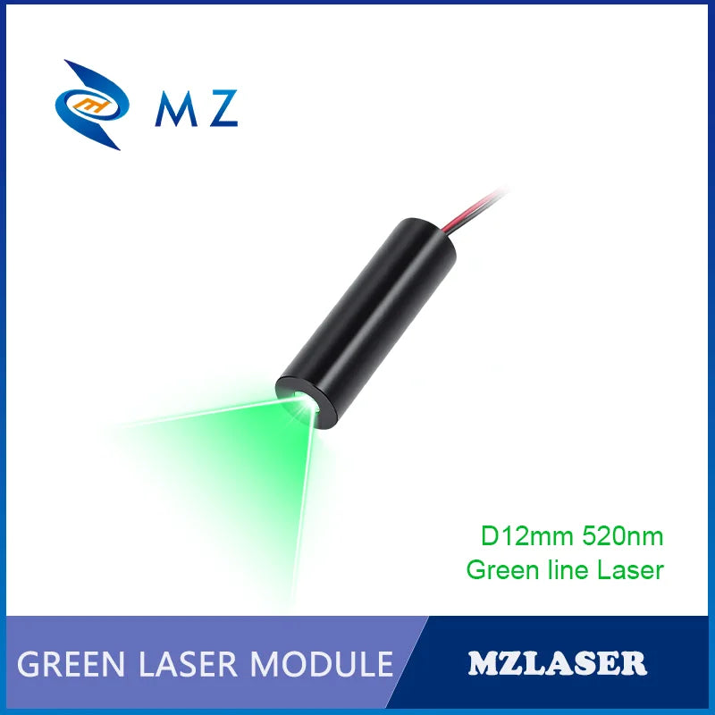 Economical Compact Green Line Laser Diode Module 520nm D12mm 5mW 3V 5V 12V 24V Industrial Grade for Woodworking Machinery