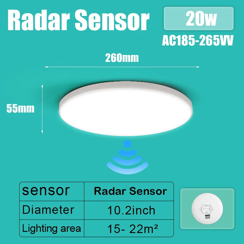 Led Ceiling Lamp With Motion Sensor 110-220V Human Infrared Smart Room Lamp 20W 40W Ceil Lamps For Entrance Balcony Corridor