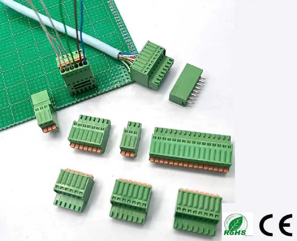 10pcs 2.54mm 2EDGKD 0.1" 15EDGKD-2.5mm 2-20P 0.1-0.5MM2 120V 4A Wire Spring Terminal Block Screwless Push Button Plug Connector