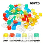60pcs Mini Car Fuse Combo Kit Mini Multicolor Multi-Function Auto Blade Fuse Replacement Kit For Car/RV/Truck/Motorcycle/Boat