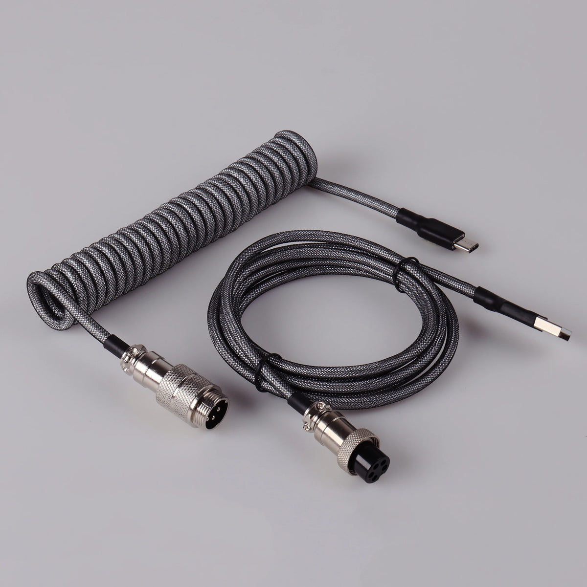 LANO 8 Colors Metal Aviator Connector GX16 USB to Tpye C Keyboard Spiral Cable PC Desk Accessories Connector For Pc Accessorie