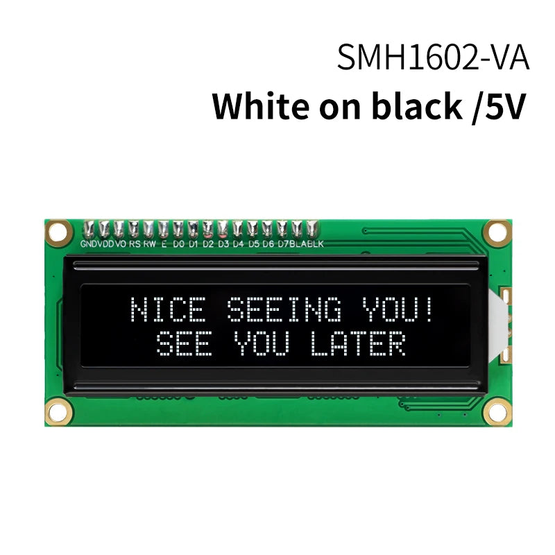 16x2 Character LCD Module Display Screen 162 LCM RED Green White Yellow VA Black Background 5V 3.3V for DIY Projects
