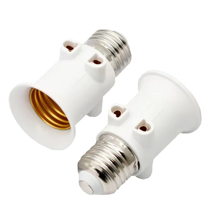 PBT Fireproof  European Double EU to E27 LED Bulb Adapter 2EU Plug Converter Base Lamp Holder Screw Light Socket White