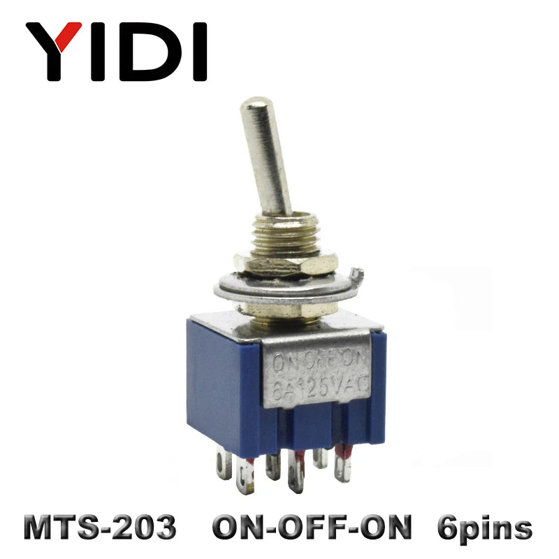 5pcs 10pcs MTS-102 103 MTS-202 203 Toggle Switch 6A 125VAC on on SPDT 6mm Mini Switch DPDT on off on Waterproof Cap