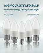 8pcs E27 E14 B22 Led Bulb AC 220V C37 Candle Lamp Energy Saving 3000K 6000K 3W 5W 6W 7W Chandelier Light for Home Decoration