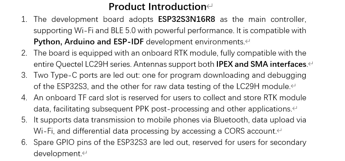 Esp32S3 Development Board Wifi Bluetooth 5.0 Quectel Lc29H Dual-Band L1+L5 High-Precision Rtk Positioning Module Gps Beidou Satellite Inertial Navigation Gnss with Tf Storage