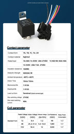 12V/24V 4Pin 5Pin Waterproof Relay 40A Car Auto Relay with Copper Terminals & Socket Metal Insert Relay