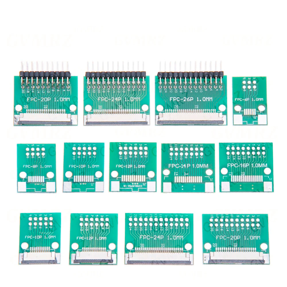0.5mm 1.0mm pitch 20P 24P Connector SMT Adapter to 2.54mm hole FPC FFC Cable Welded board With Pin / Empty Board 6P 8P 10P 12P