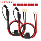 12V Car Battery Charging Cable SAE Terminal 24V Female Pump Plug 16AWG Extension Cord for Motorcycle Truck RV Boat Modification