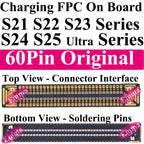 60Pin Charging FPC Connector on Board for Samsung Galaxy S21 S22 S23 S24 S25 Ultra Plus Mainboard Flex Interface 10/30/50Pcs