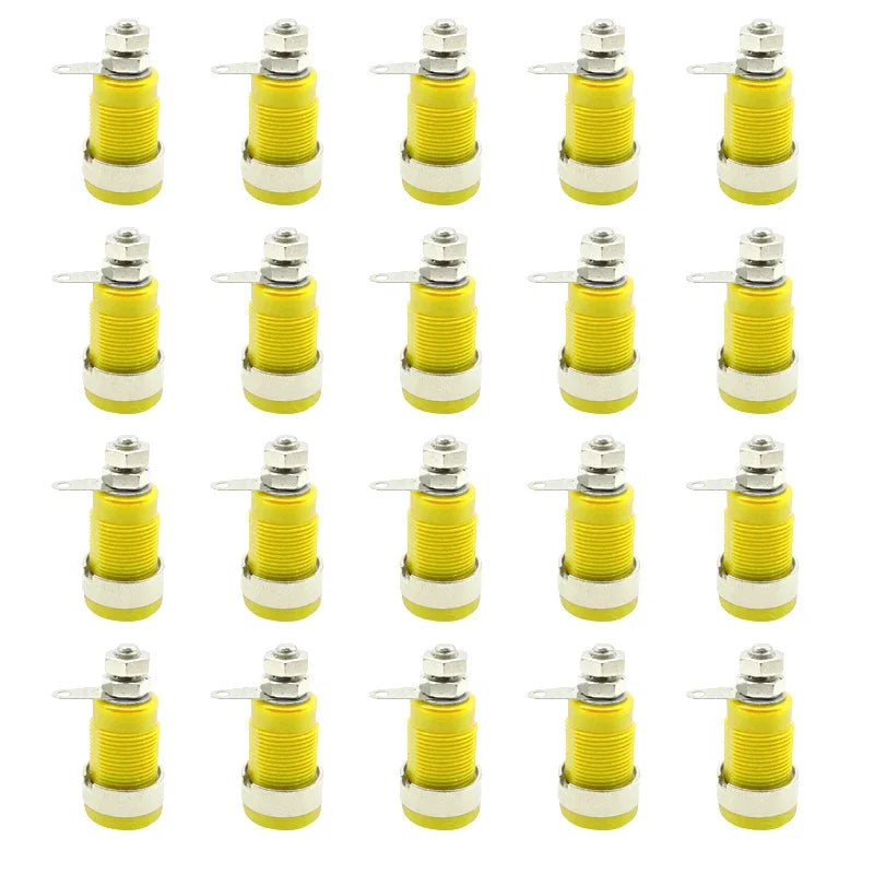 20PCS Insulated Safety 32A 4mm Banana Socket Terminal 5 Colors Female Jack Panel Mount Socket Binding Post Wire Connector