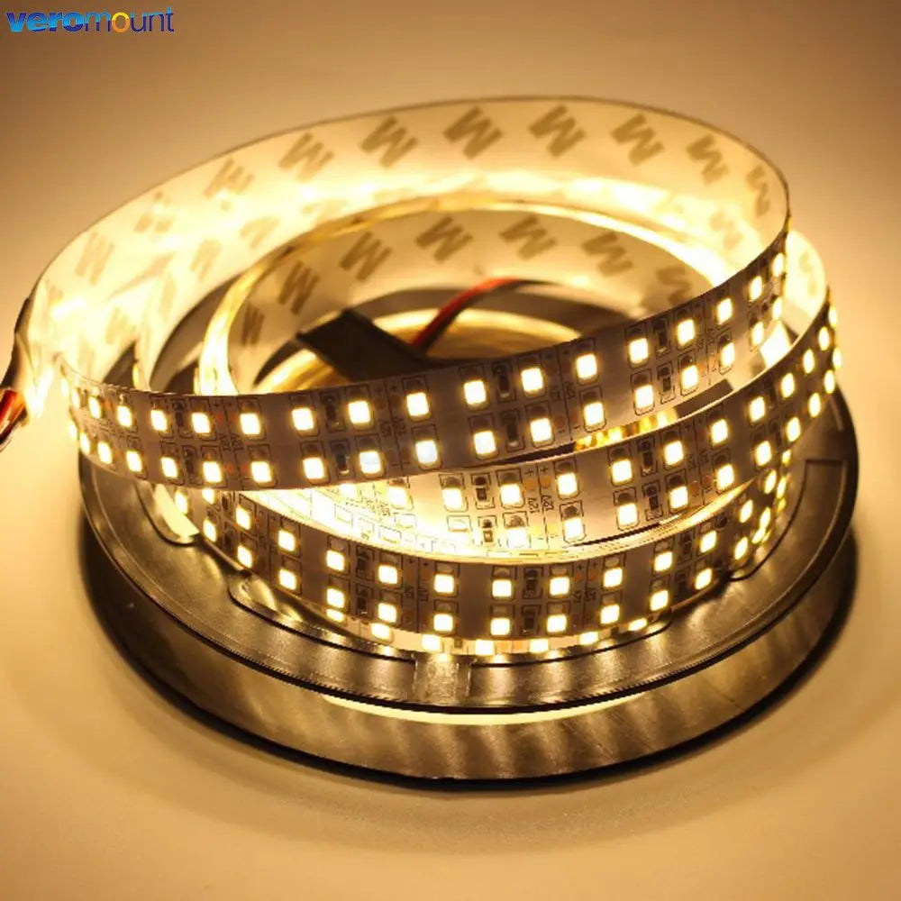 5m Double Row 2835 Flexible LED Strip 240leds/m 480leds/m Cool Warm White 4000K IP20 Non-Waterproof 1200/2400 SMDs 12V 24V DC