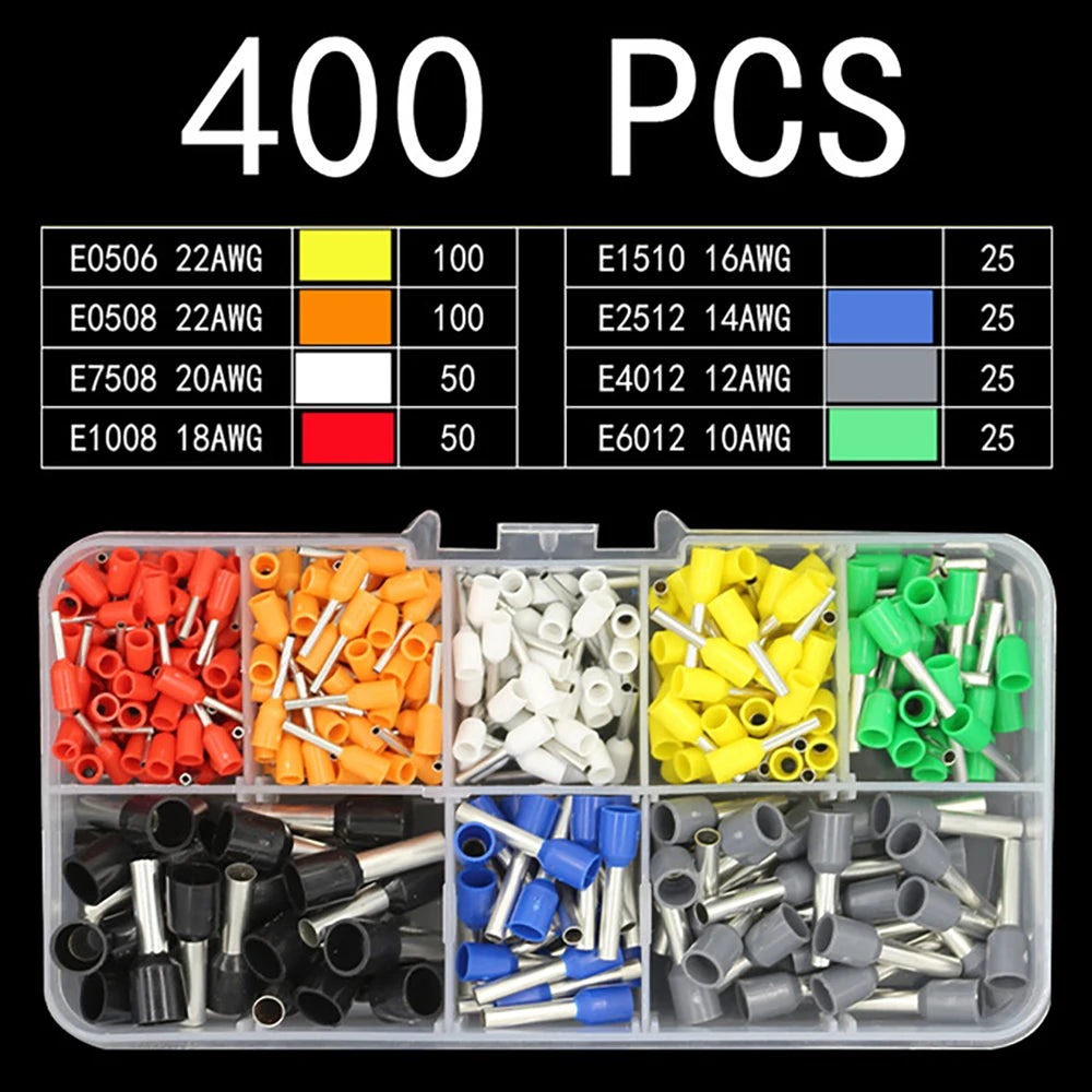 700-2120pcs European Style Tubular Terminals Ve Insulated Terminals Household Electrician Quick Wiring Cable Wire Connector Set