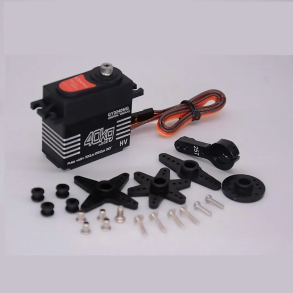 40KG Digital Servo Waterproof Large Torque Metal Gear 180° with 25T Servo Arm Digital Servo Kit for 1/8 1/10 RC Car RC Robot
