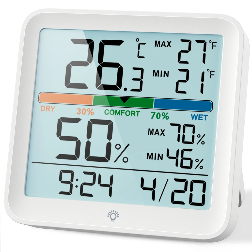 LCD Thermometer Hygrometer Sensor Gauge Indoor Room Digital Temperature Humidity Meter Weather Station For Home