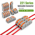 PCT-221 Lever Wire Connector 25 34 50 100PCS Inline Splicing Terminal Block Compact Cable Splitter Kit for LED Electrical Wiring