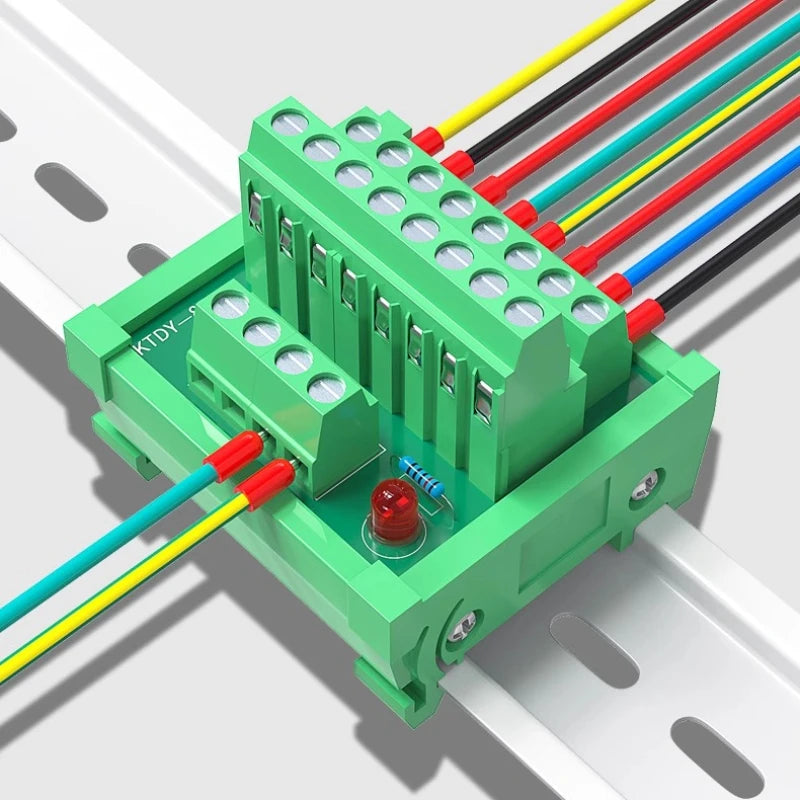 1PCS Guide Rail Terminal Block 1 In 5/8/16 Out Power Distribution Box Wire Parallel Module Guide Rail Terminal Block