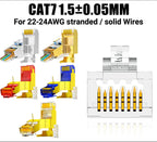 AMPCOM RJ45 Connector 50U Gold Plated CAT7 CAT6 CAT5E Pass through Modular Plug 8P8C Crimp End for Solid Wire Stanrded Ethernet