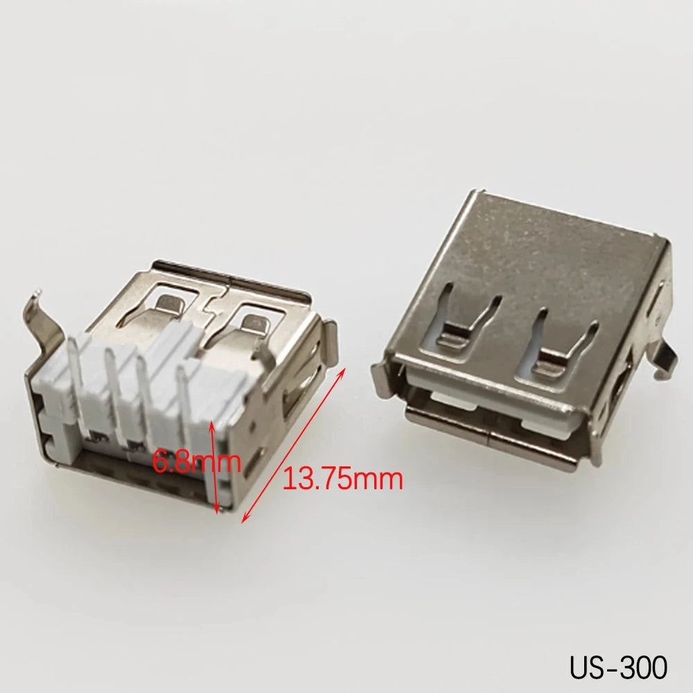 5PCS USB2.0 Female USB Socket Connector 4P USB 2.0 4 Pin Female USB 2.0 Transfers Jack For Laptop Notebook Computer USB Type A/B