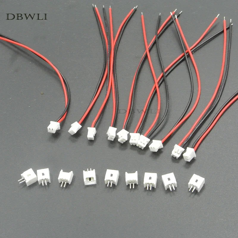 10 PCS Mini Micro Female JST 1.25 1.25mm 2-Pin 2PIN /3/4/5/6P Pin Connector Plug with 80mm 100mm 150mm 200mm Wires Cables
