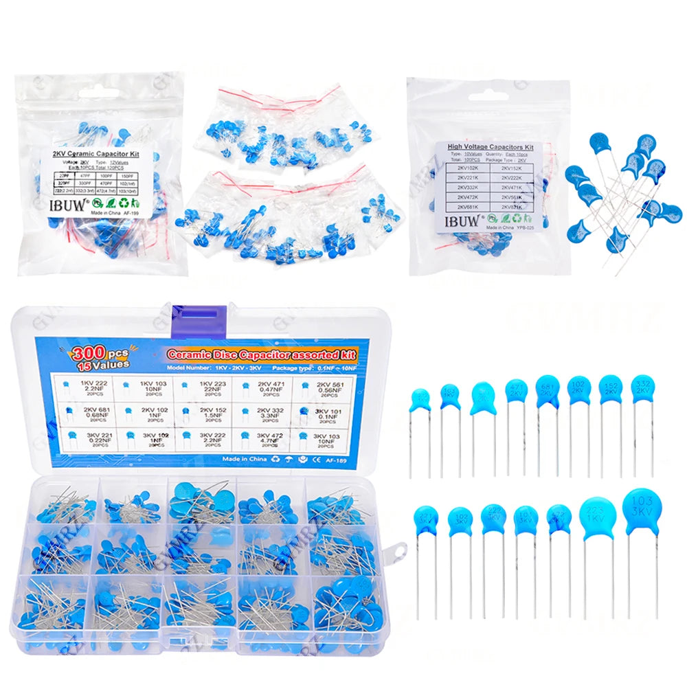 30PF 47PF 56PF High voltage Ceramic Capacitor KIT 1KV 2KV 3KV 5PF 100PF 220PF 1NF 2.2NF 3.3NF 4.7NF 10NF 100NF 471 222 223 103